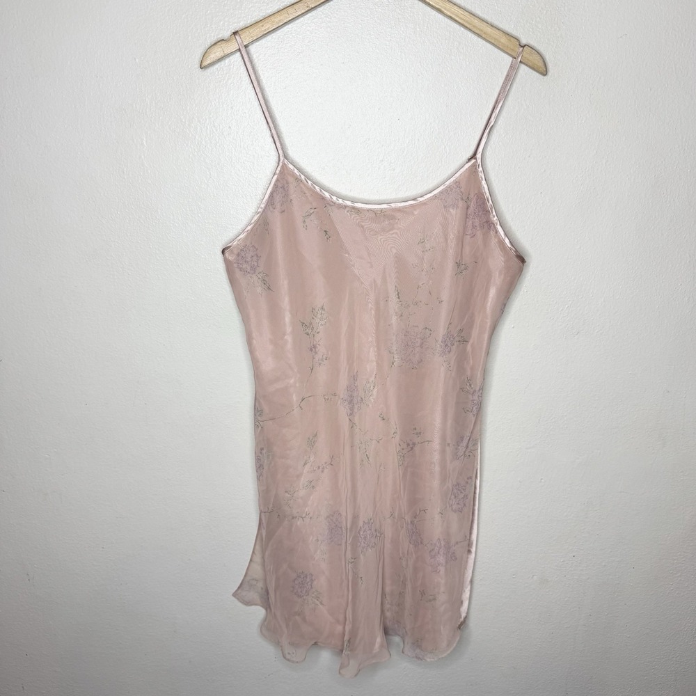 Valerie Steven's Pink‎ Sheer Overlay Floral Cottagecore Chemise Women's Large